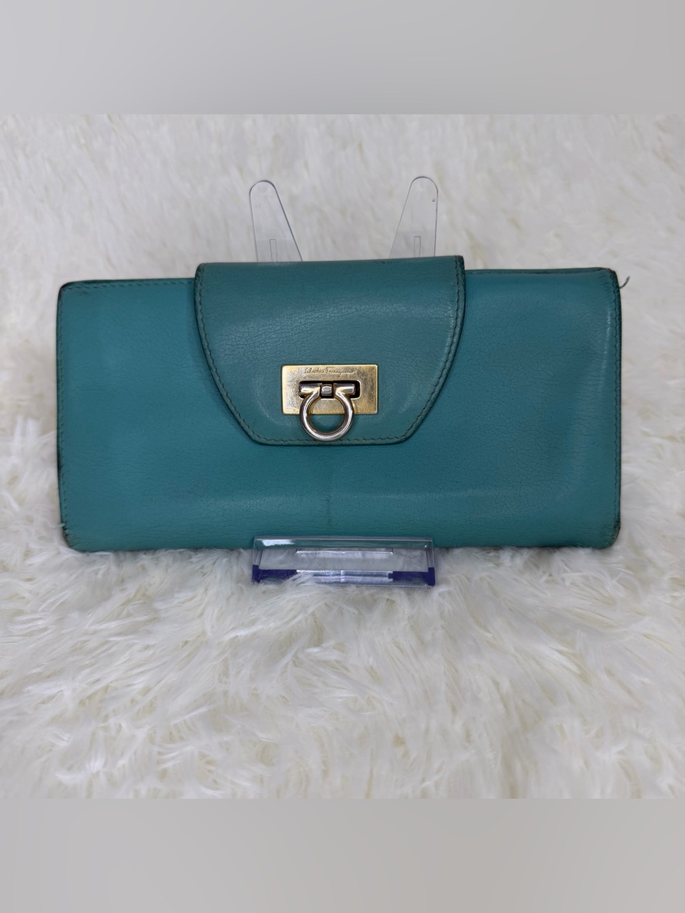 Salvatore Ferragamo Teal Leather Continental Wallet **project**